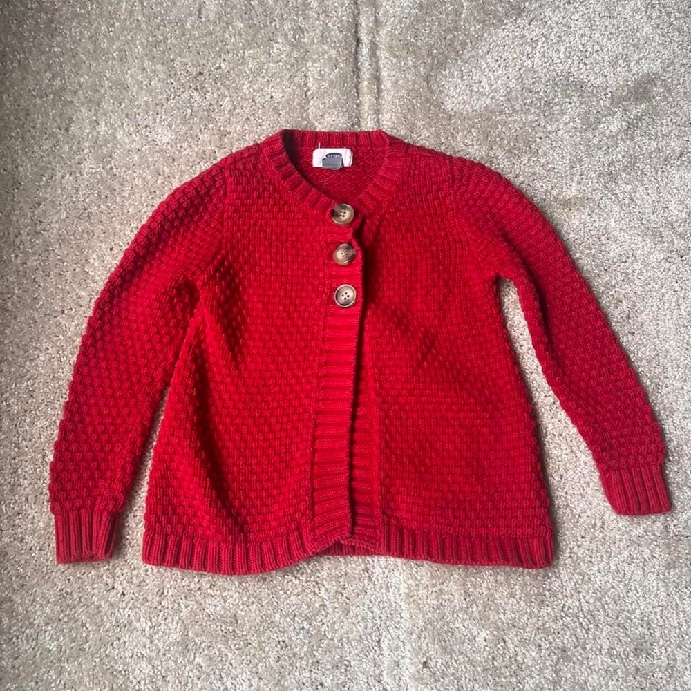 red old navy knit button down sweater